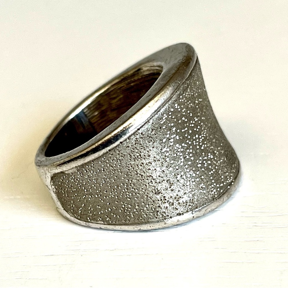925 Sterling Silver Vintage Peru C&G Wide Constellation Textured Saddle Ring 7g
